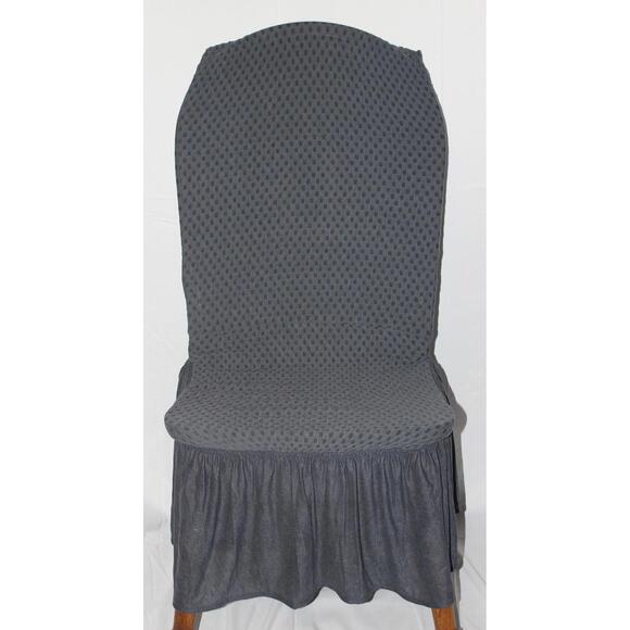 2 “CARTER” STRETCH SLIPCOVERS DINING KITCHEN CHAIR COVERS 11” RUFFLE CHARCOAL - Picture 5 of 10